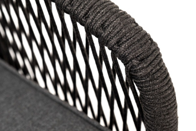 Кресло 4SIS Канны из роупа, основание дуб, роуп темно-серый, ткань темно-серая 027