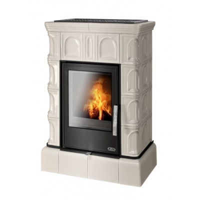 Печь-камин ABX BRITANIA KI, с кафельным цоколем, с допуском воздуха (перламутр)