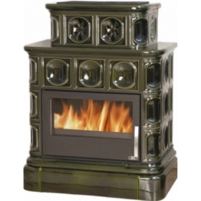 Печь-камин ABX KARELIE P OX, с кафельным цоколем (зеленый)