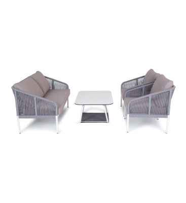 Лаунж-зона 4SIS Канны 4-местная из роупа со столиком Канны Цвет: светло-серый