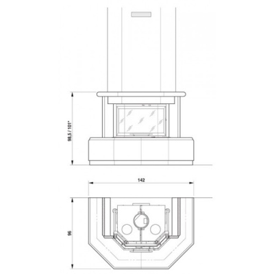 Каминная облицовка Palazzetti Costanza 64 Red Alhambra, с деревянной балкой