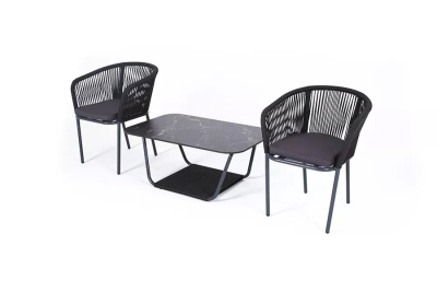 Кофейный набор 4SIS Марсель плетеный из роупа Цвет: темно-серый Кофейный набор 4SIS Марсель плетеный из роупа Цвет: темно-серый