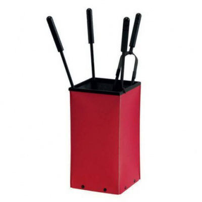 Каминный набор Comex 50.242R Quadro Ecopelle Rosso 4 Accessori H.62