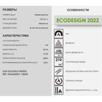 Печь-камин Panadero Coimbra