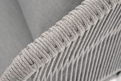 Диван 4SIS Милан 2-местный плетеный, каркас светло-серый муар, роуп серый меланж, ткань светло-серая