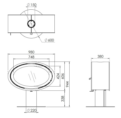 Камин Dik Geurts Oval Front Base