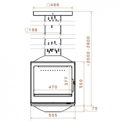 Камин Liseo Castiron LCI 5 GDF BG Sky, двусторонняя, черное стекло Камин Liseo Castiron LCI 5 GDF BG Sky, двусторонняя, черное стекло