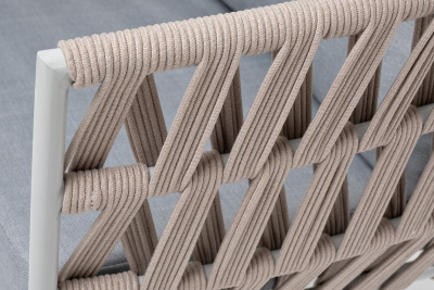 Кресло 4SIS Диего, каркас светло-серый муар, роуп бежевый, ткань светло-серая