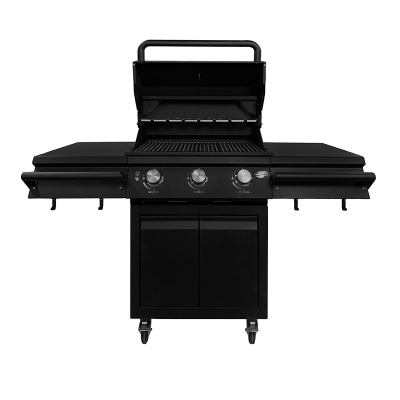 Газовый гриль B-Fire Bizon Premium 3 (2 столика + тележка 60 см.), черный Газовый гриль B-Fire Bizon Premium 3 (2 столика + тележка 60 см.), черный