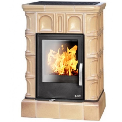 Печь-камин ABX BRITANIA KPI, с кафельным цоколем, с допуском воздуха (табак)