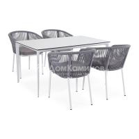 Обеденная группа 4SIS Малага 4-местная со стульями Марсель Цвет: белый, светло-серый, молочный