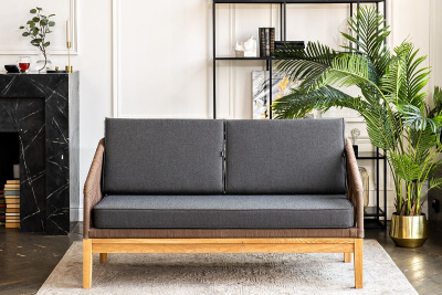 Лаунж-зона 4SIS Канны 4-местная из роупа со столиком Канны Цвет: серый гранит, дуб, коричневый