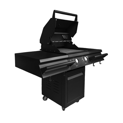 Газовый гриль B-Fire Bizon Premium 2 (2 столика + тележка 55 см.), черный Газовый гриль B-Fire Bizon Premium 2 (2 столика + тележка 55 см.), черный