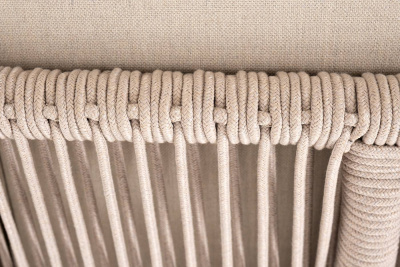 Угловой модуль 4SIS Канны из роупа, основание дуб, роуп бежевый круглый, ткань бежевая 052