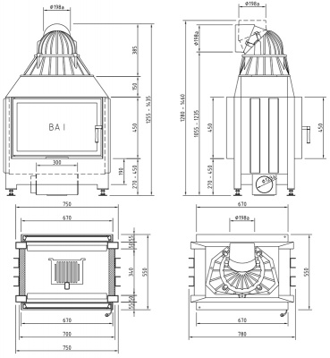 Каминная топка Schmid Lina FD 6757 (туннельная версия) Каминная топка Schmid Lina FD 6757 (туннельная версия)