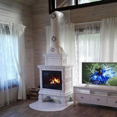 Изразцовая печь-камин Кимрпечь Кострома Белый Двухярусный