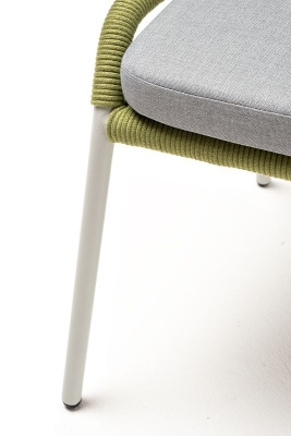 Стул 4SIS Милан из роупа, Каркас светло-серый муар, роуп салатовый меланж, ткань светло-серая