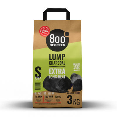 Уголь кусковой древесный 800 Degrees Долгое Горение, мешок 3 кг