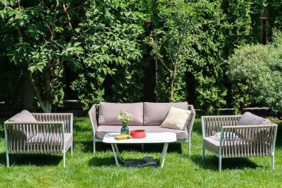 Лаунж-зона 4SIS Касабланка на 4 персоны из роупа Цвет: серо-коричневый