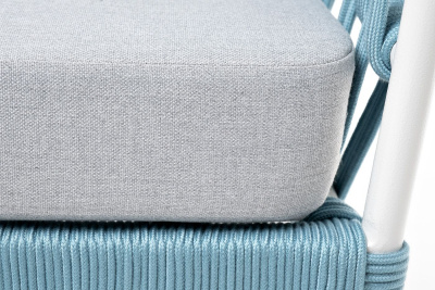 Кресло 4SIS Диего, каркас светло-серый муар, роуп бирюзовый, ткань светло-серая Кресло 4SIS Диего, каркас светло-серый муар, роуп бирюзовый, ткань светло-серая