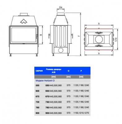 Каминная топка Kobok Horizont О 550 Каминная топка Kobok Horizont О 550