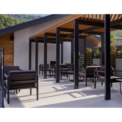 Кресло 4SIS Эстелья, каркас алюминий темно-серый муар, ткань темно-серая 027