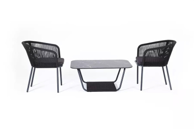 Кофейный набор 4SIS Марсель плетеный из роупа Цвет: темно-серый Кофейный набор 4SIS Марсель плетеный из роупа Цвет: темно-серый