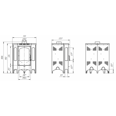 Печь-камин ЭкоКамин Бавария панорама угловая (РК190)