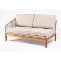 Правый модуль 4SIS Канны из роупа, основание дуб, роуп бежевый круглый, ткань бежевая 052