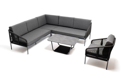 Модульная угловая лаунж-зона 4SIS Канны из роупа Цвет: темно-серый