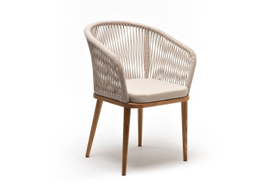 Стул из роупа 4SIS Марсель Основание дуб, роуп бежевый, ткань бежевая 052