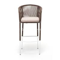Стул барный 4SIS Марсель из роупа, Каркас из стали белый муар, роуп бежевый, ткань бежевая 052