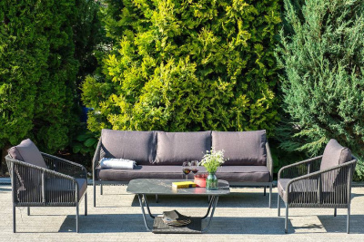 Комплект садовой мебели 4SIS Канны на 5 персон из роупа Цвет: темно-серый Комплект садовой мебели 4SIS Канны на 5 персон из роупа Цвет: темно-серый