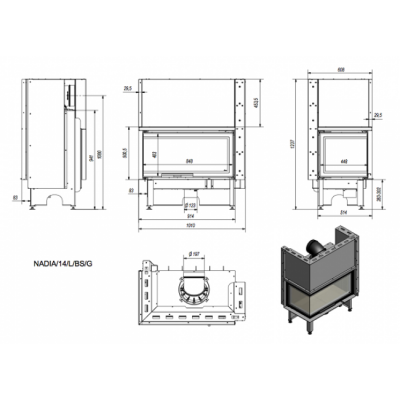 Каминная топка Kratki NADIA 14 L BS G Каминная топка Kratki NADIA 14 L BS G