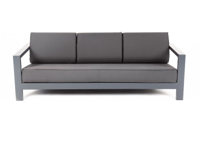 Диван 4SIS Гранада трехместный. каркас алюминий темно-серый (RAL7024) муар, роуп темно-серый круглый, ткань темно-серая 027 Диван 4SIS Гранада трехместный. каркас алюминий темно-серый (RAL7024) муар, роуп темно-серый круглый, ткань темно-серая 027