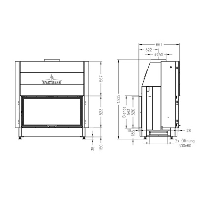 Каминная топка Spartherm Varia B-FDh 4S Каминная топка Spartherm Varia B-FDh 4S