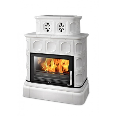 Печь-камин ABX KARELIE P OX, с кафельным цоколем (перламутр)