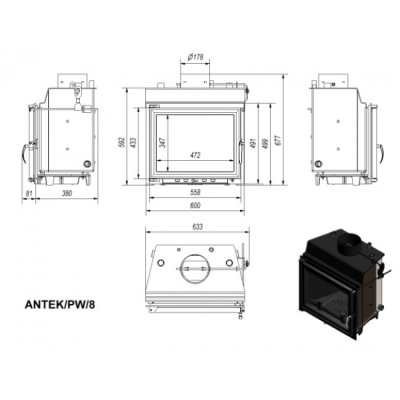 Каминная топка Kratki Antek PW 8 W Каминная топка Kratki Antek PW 8 W