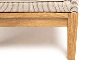 Кресло 4SIS Канны из роупа, основание дуб, роуп бежевый, ткань бежевая 052