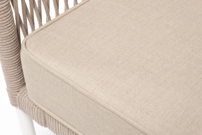 Кресло 4SIS Канны из роупа, каркас белый муар, роуп бежевый, ткань бежевая 052 Кресло 4SIS Канны из роупа, каркас белый муар, роуп бежевый, ткань бежевая 052